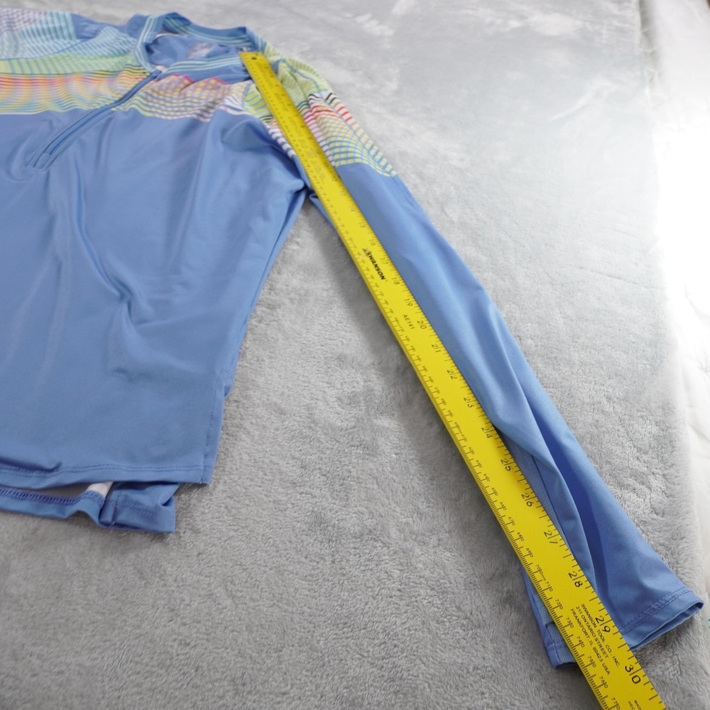 Lucky In Love Shirt Womens XL Blue Mock Neck Long Sleeve Zip Athletic Pullover - Picture 5 of 11